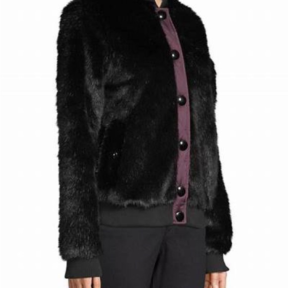 Hunter Faux Fur w/Contrast Placket Bomber Jacket - Picture 8 of 8